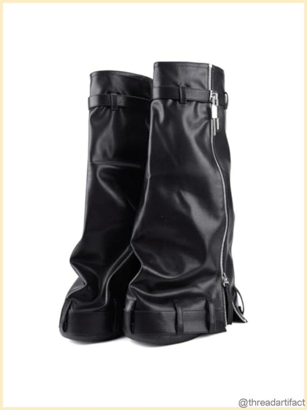Women's Knee High Fold Over Slouch Platform Wedge Boots Faux Leather